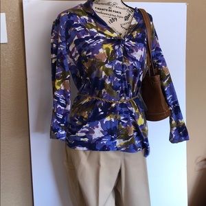 Jones New York’s shirt XL Purple, Yellow, Cotton, Rayon